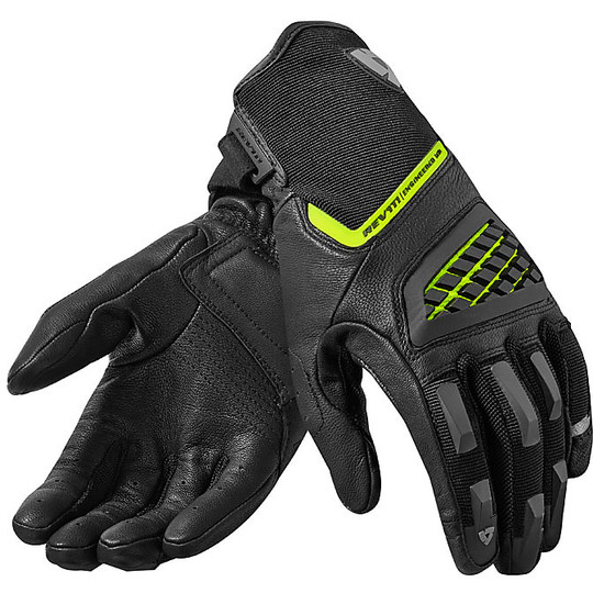Moto Leather Gloves Rev'it NEUTRON 2 Black Yellow Fluo