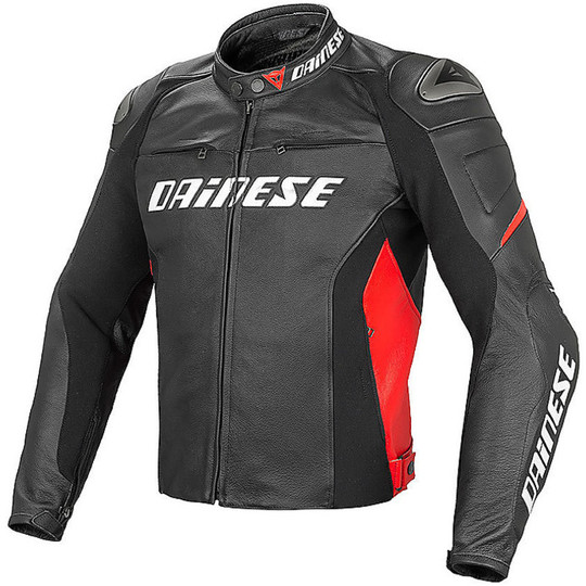 Moto Leather Jacket Dainese RACING LEATHER D1 Black Red