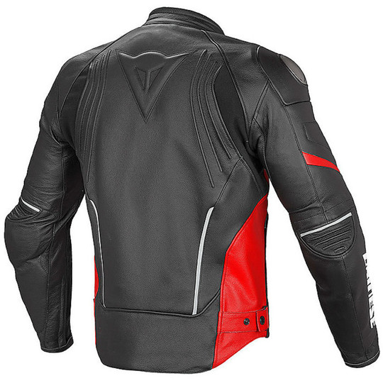 Moto Leather Jacket Dainese RACING LEATHER D1 Perforated Black Red