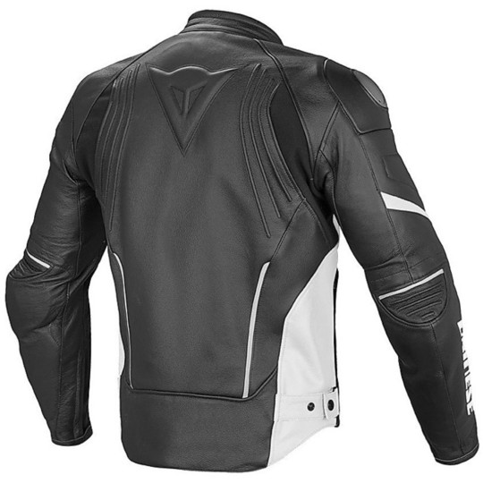 Moto Leather Jacket Dainese RACING LEATHER D1 Perforated Black White