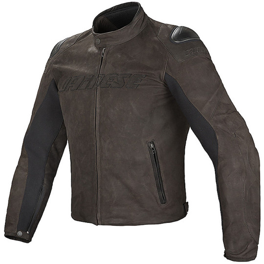 Moto Leather Jacket Dainese Street Rider Air Traforato Dark Brown