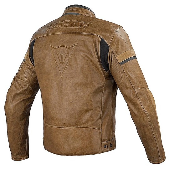 Moto Leather jacket Dainese Stripes Ages C2 Traforato Tobacco