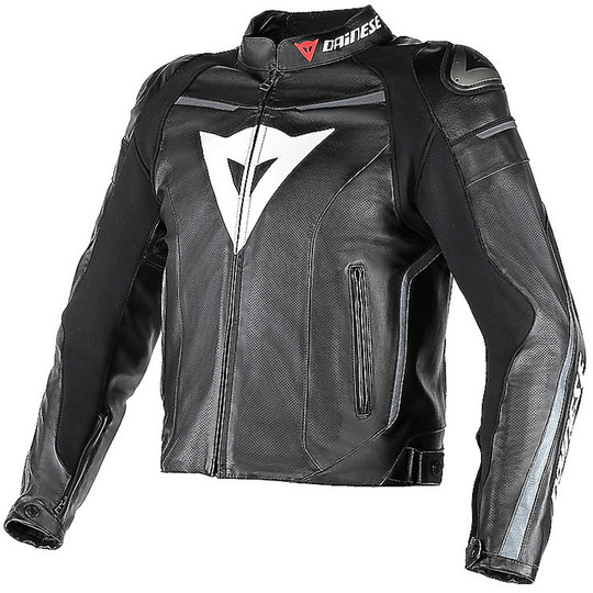 Moto Leather Jacket Dainese SUPER FAST SKIN Perforated Black Anthracite