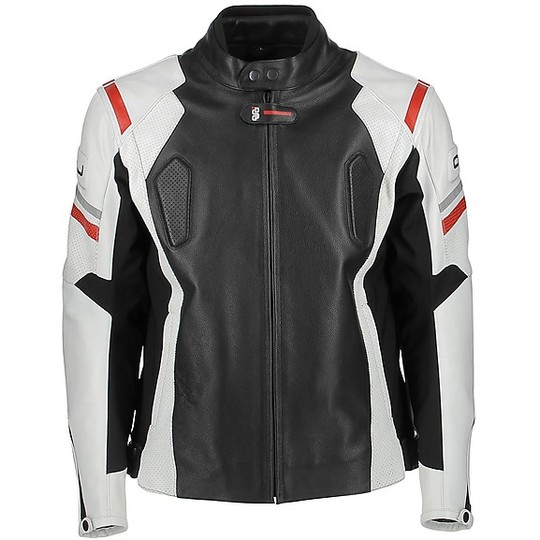 Moto Leather Jacket OJ WILD Black White Red