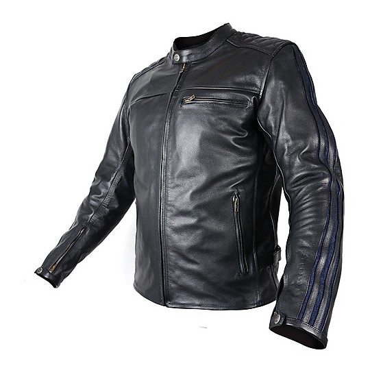 Moto Leather Jacket Overlap Wayne Black