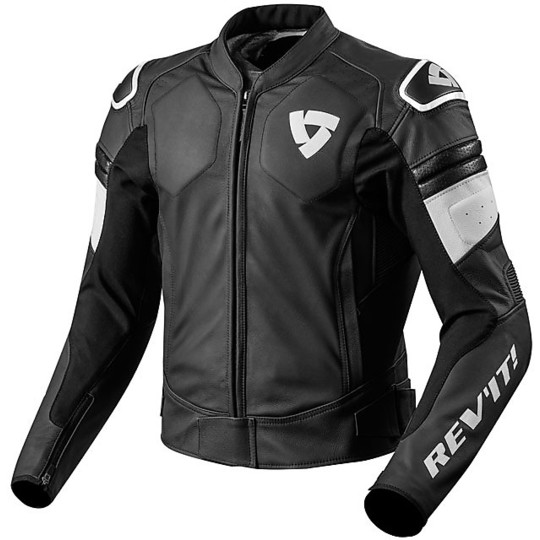 Moto Leather Jacket Rev'it AKIRA Black White