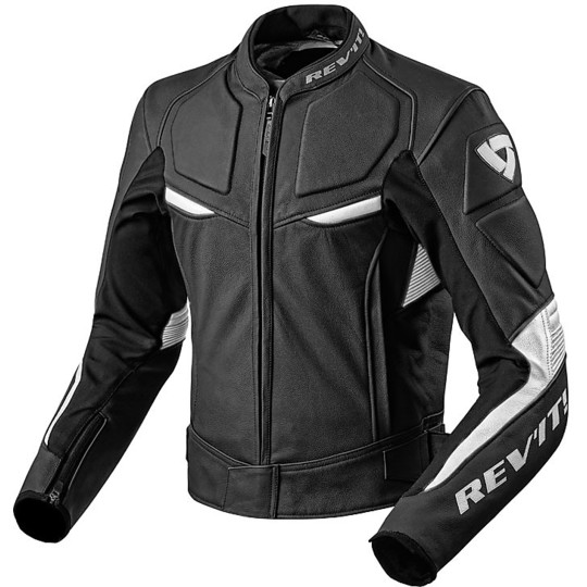 Moto Leather Jacket Rev'it Masaru Black White