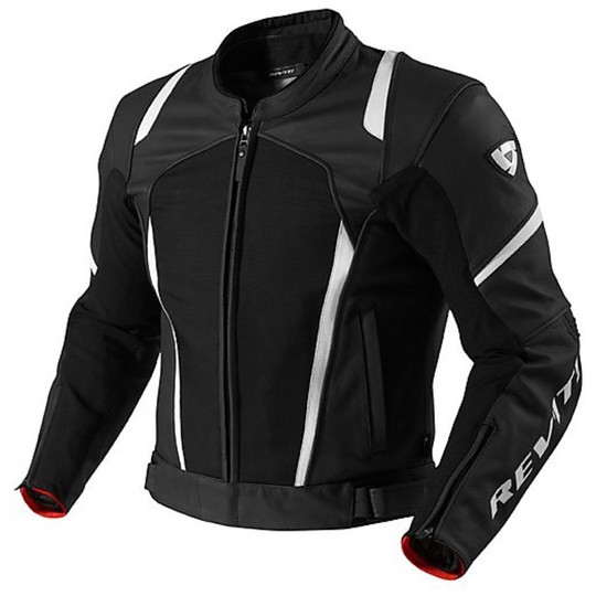 Moto Leather Jacket Rev'it Model Galactic Black / White