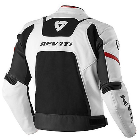 Moto Leather Jacket Rev'it Model Galactic White / Red