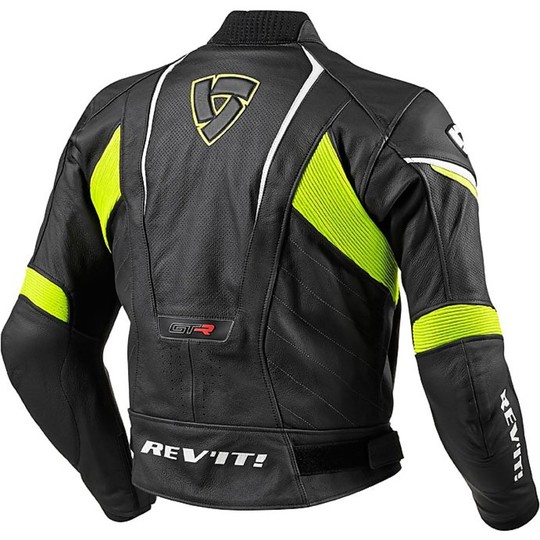 Moto Leather Jacket Rev'it Model GT-R Black Neon