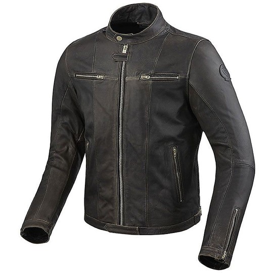 Moto Leather Jacket Rev'it ROSWELL Dark Brown