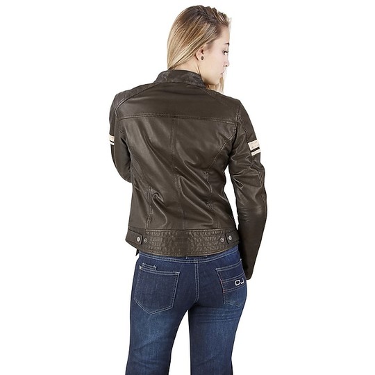 Moto Leather Jacket Woman OJ Mythos Lady Brown