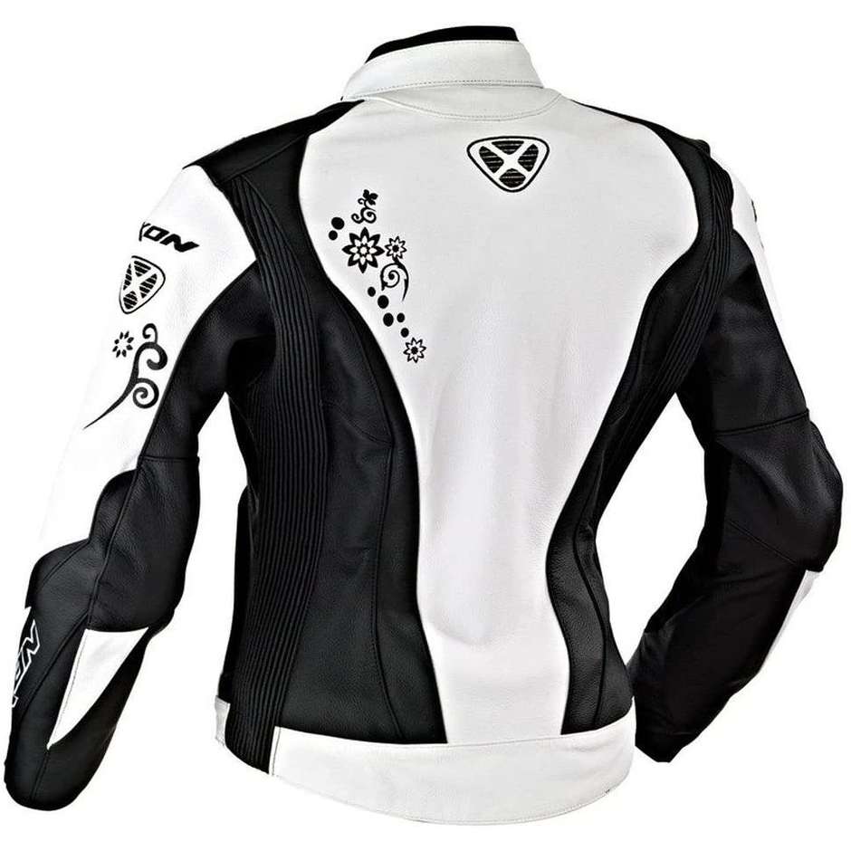 Moto Leather Jacket Woman Vor VX Schwarz / Weiß