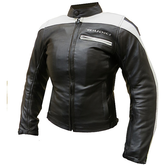 Moto Leather Jacket Women Judges Black Sport White Turing
