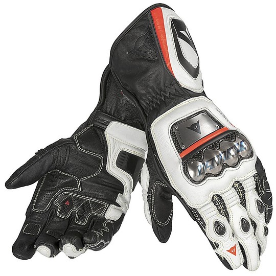 Moto Lederhandschuhe Dainese Full Metal D1 Schwarz Weiß Rot