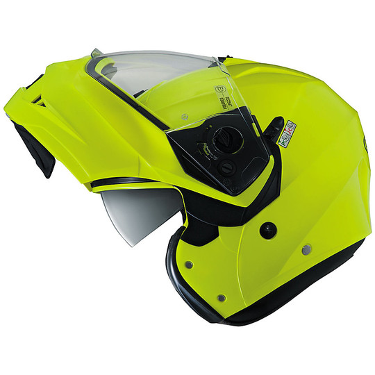 Moto Modular Helm Caberg Duke II Fluorescent Yellow Hivizion