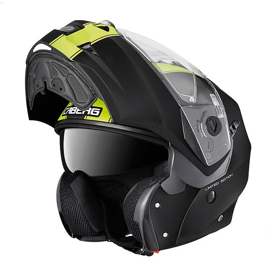 Moto Modular Helm Caberg Duke II Legende Matt Black Fluorescent Yellow