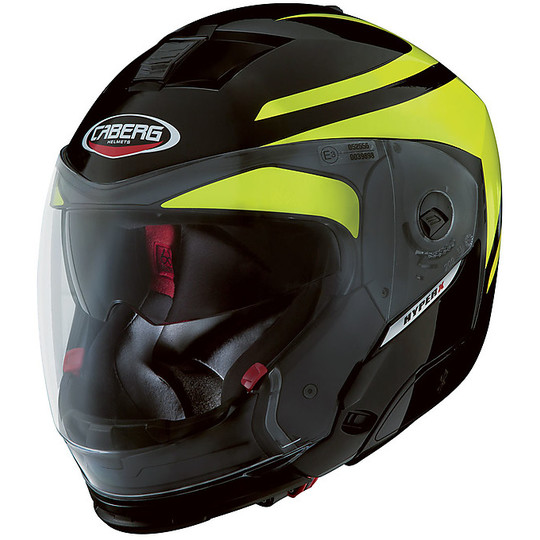 Moto Modular Helm Caberg Hyper X Dual-Hallo Vizion Schwarz gelb fluoreszierend