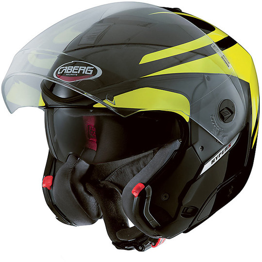 Moto Modular Helm Caberg Hyper X Dual-Hallo Vizion Schwarz gelb fluoreszierend