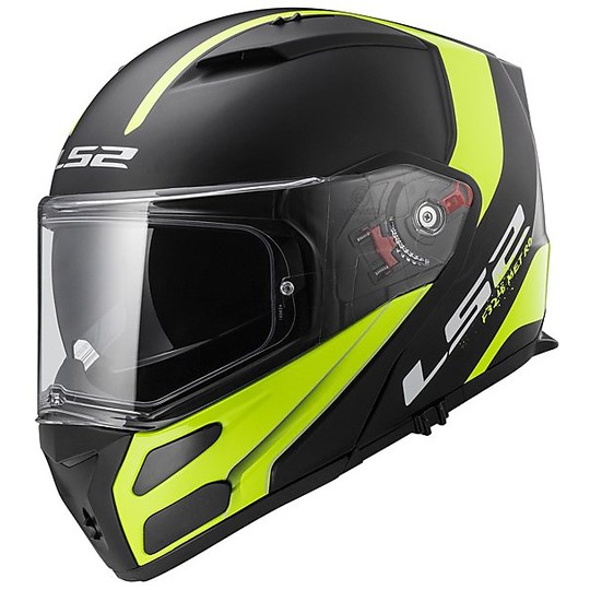 Moto Modular helmet LS2 FF324 Double approval Metro Rapid Matt Black Yellow Hy Vision