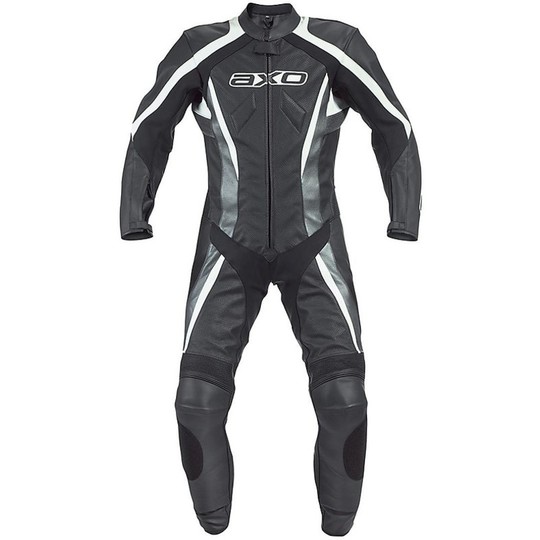 Moto Overalls Axo Professionelle Leder Modell MG2 Air Schwarz Grau
