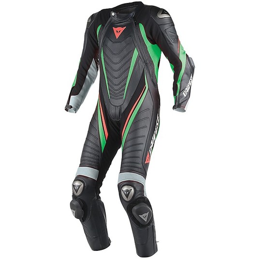 Moto overalls Dainese Leather Full Aero Ages D1 Anthracite Black Fluo Green