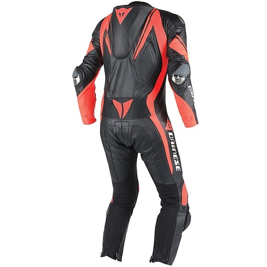 Moto overalls Dainese Leather Full Aero Ages D1 Black Fluo Red