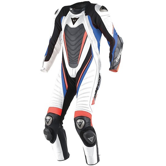 Moto overalls Dainese Leather Full Aero Ages D1 White Black Blue Sky