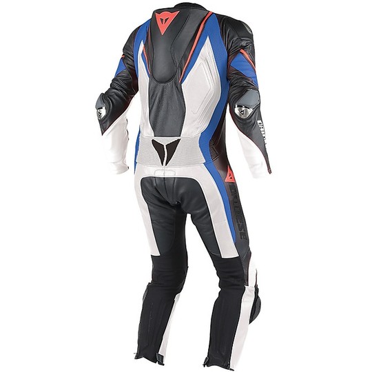 Moto overalls Dainese Leather Full Aero Ages D1 White Black Blue Sky