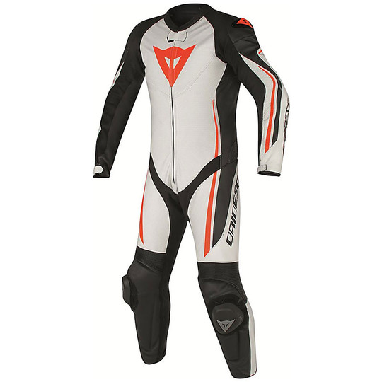 Moto overalls Full Professional Traforata Dainese Assen Lady Perforated White / Black / Red Fluo