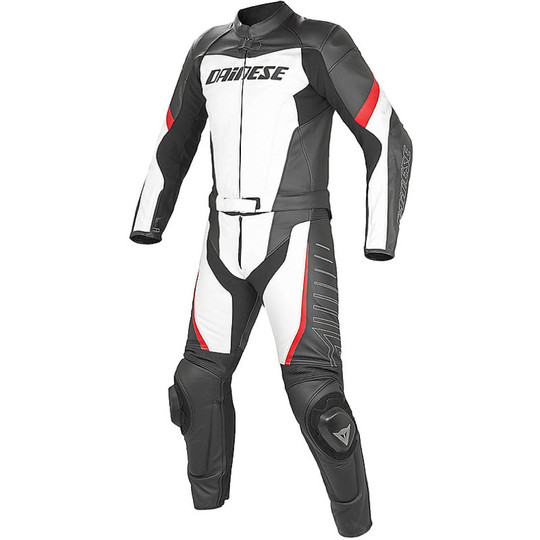 Moto overalls Summer Traforata Divisible Dainese Racing Leather White Black Red