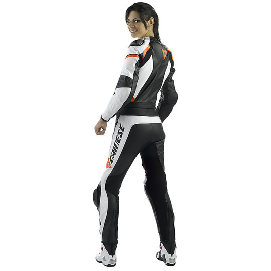 Moto overalls Woman Divisible Dainese Avro Leather Black White Red