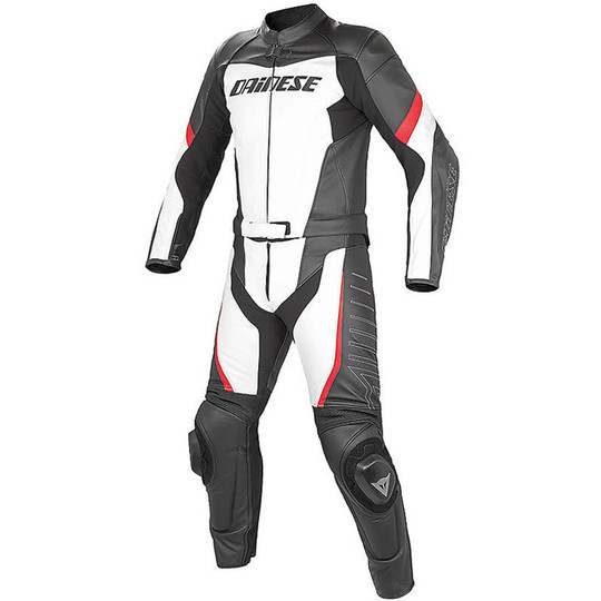 Moto overalls Woman Divisible Dainese Racing Leather White Black Red