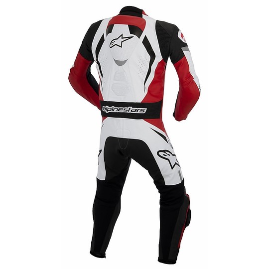 Moto Professionelle Alpinestars Overalls MOTEGI LEDERKOMBI Weiß Schwarz Rot