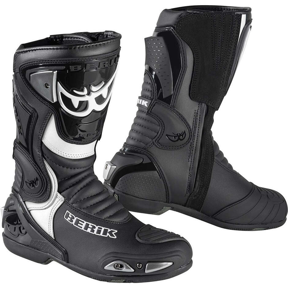 Moto Racing Boots in Leather Berik 2.0 LOSAIL Black White