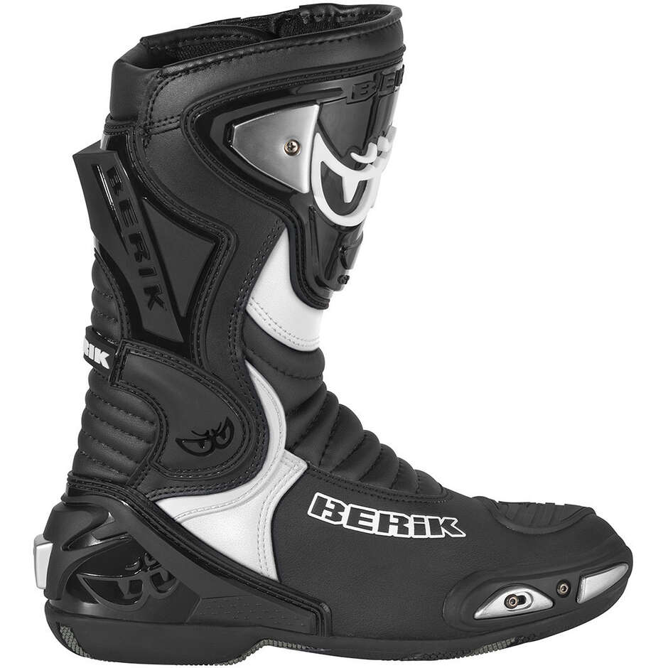 Moto Racing Boots in Leather Berik 2.0 LOSAIL Black White