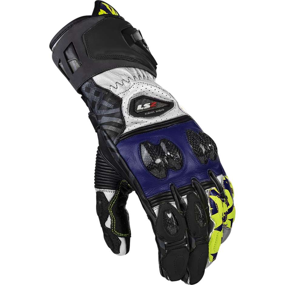 Moto Racing Handschuhe Ls2 Feng CE Schwarz Blau