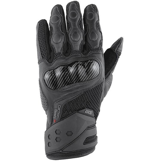 Moto Racing Leather Glove Ixs Carbon Mesh III Black