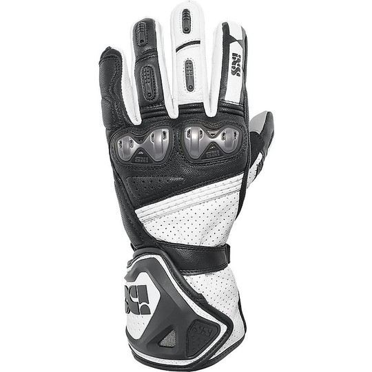 Moto Racing Leather Glove Ixs Sport Rs-100 Black White