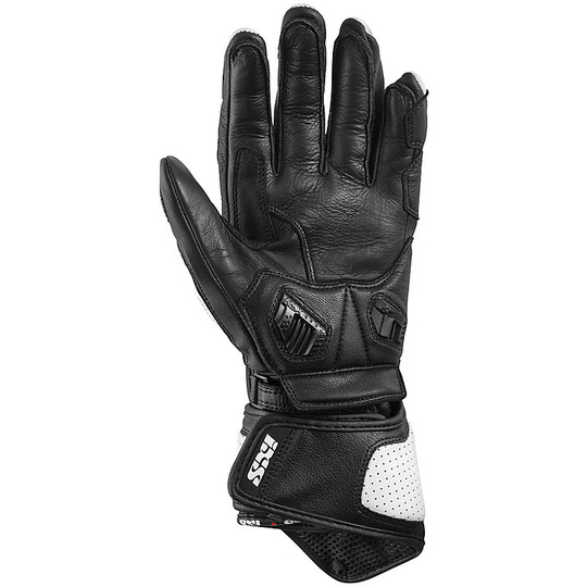 Moto Racing Leather Glove Ixs Sport Rs-300 Black White