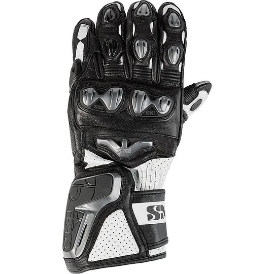 Moto Racing Leather Glove Ixs Sport Rs-400 Black White