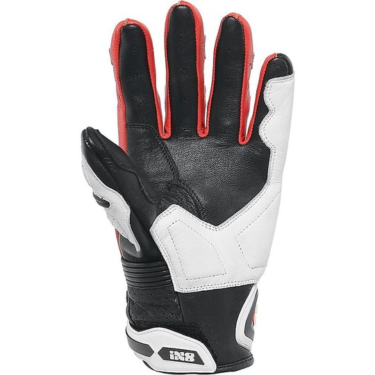 Moto Racing Leather Glove Ixs Sport Rs-400 Short Black Red White