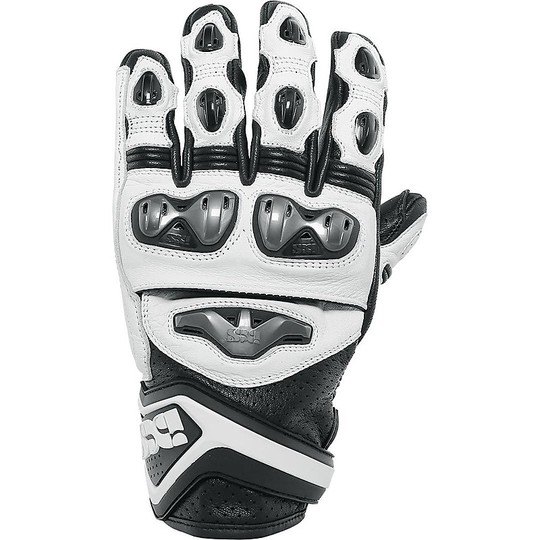 Moto Racing Leather Glove Ixs Sport Rs-400 Short Black White