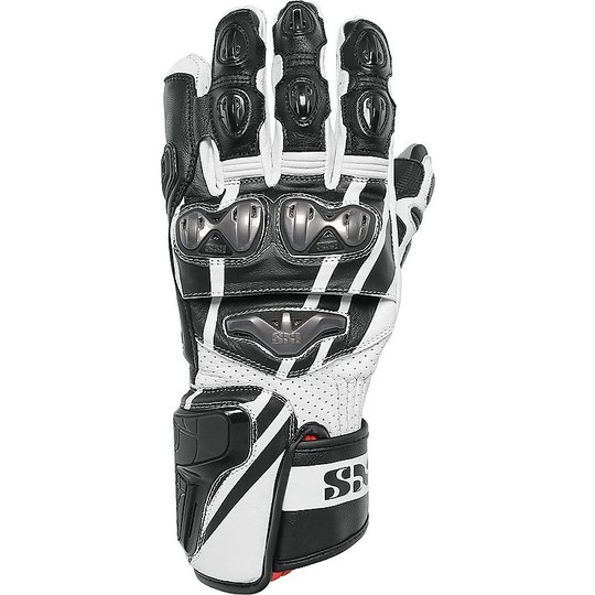 Moto Racing Leather Glove Ixs Sport Rs-500 Black White