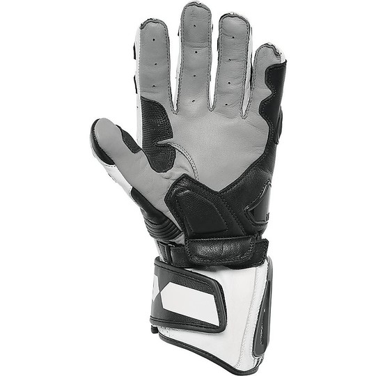 Moto Racing Leather Glove Ixs Sport Rs-500 Black White