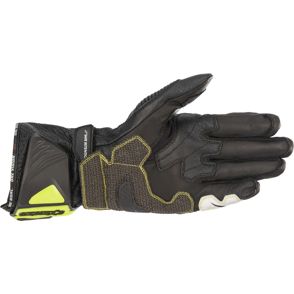 Moto Racing Leather Gloves Alpinestars GP TECH V2 Black Yellow Fluo White Red
