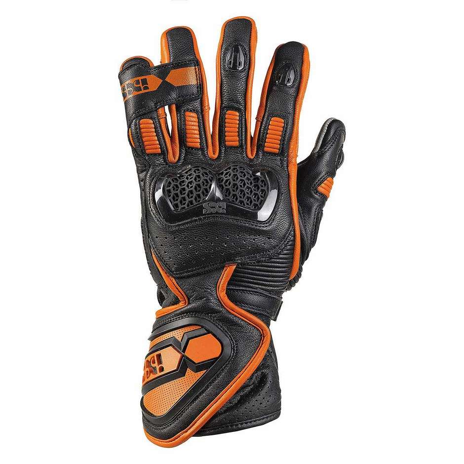 Moto Racing Leather Gloves Ixs SPORT LD RS-200 2.0 Black Orange