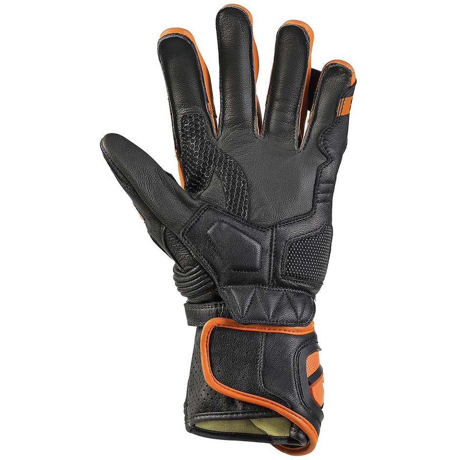 Moto Racing Leather Gloves Ixs SPORT LD RS-200 2.0 Black Orange