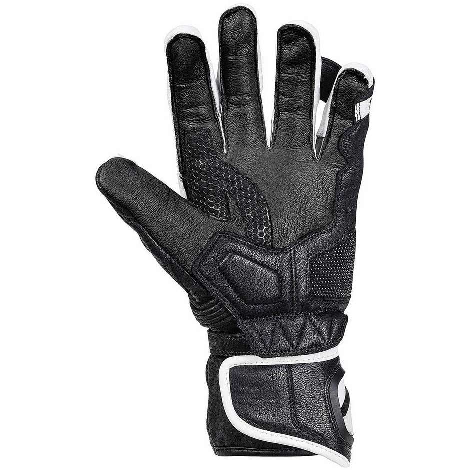 Moto Racing Leather Gloves Ixs SPORT LD RS-200 2.0 Black White