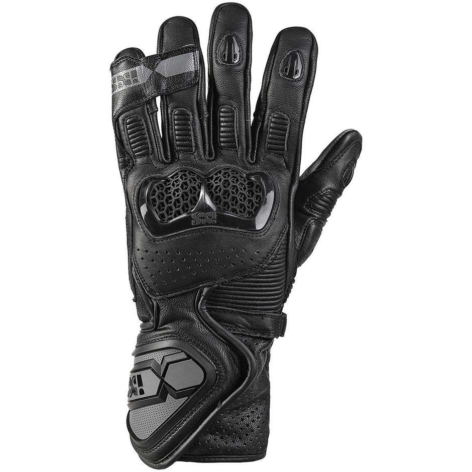 Moto Racing Leather Gloves Ixs SPORT LD RS-200 2.0 Black